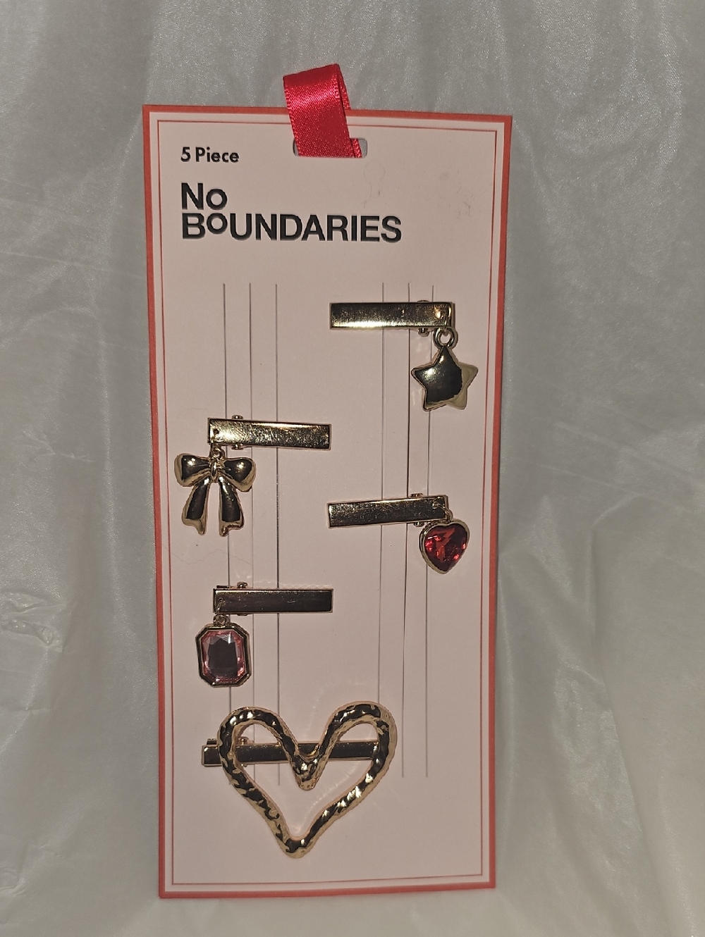 No Boundaries Gold-Tone Hair Accessories Set with Charms, 5-Piece New